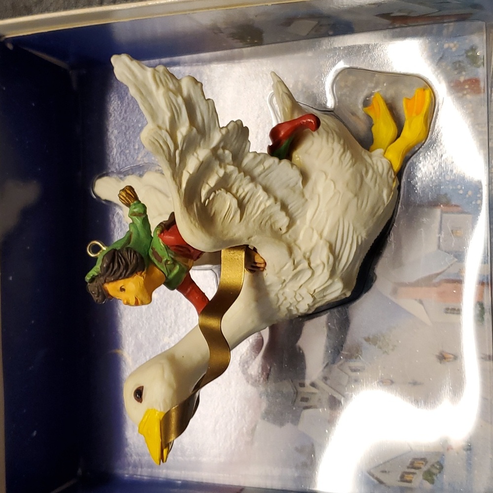 Vintage Hallmark 1981 Christmas Fantasy-Goose and Elf Ornament